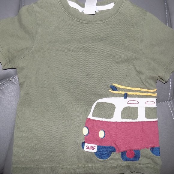 Janie and Jack Olive Green W/Van Shirt - Picture 2 of 3